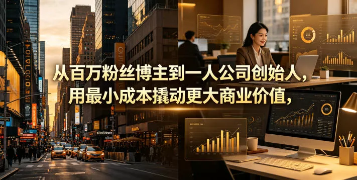 从百万粉丝博主到一人公司创始人，用最小成本撬动更大商业价值-奇点库