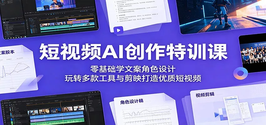短视频AI创作特训课：零基础学文案角色设计，玩转多款工具与剪映打造优质短视频-奇点库