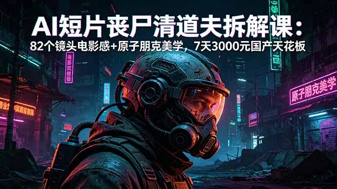 AI短片《丧尸清道夫》拆解课：82个镜头电影感+原子朋克美学，7天3000元国产天花板-奇点库