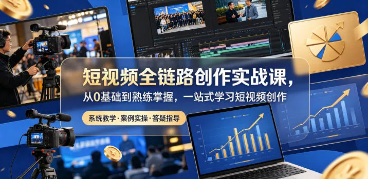 短视频全链路创作实战课，从0基础到熟练掌握，一站式学习短视频创作-奇点库