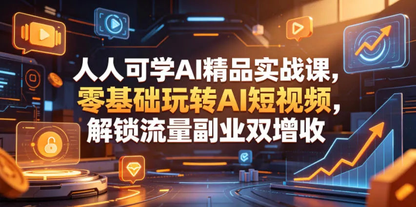 人人可学AI精品实战课，零基础玩转AI短视频，解锁流量副业双增收-奇点库