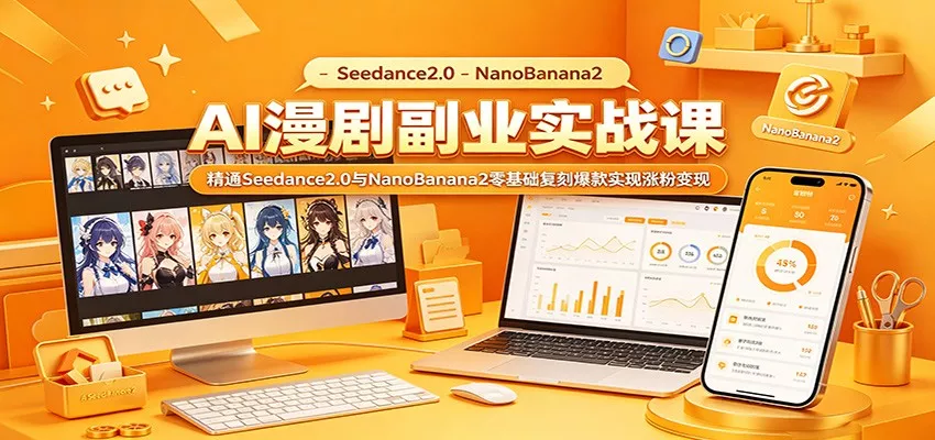 AI漫剧副业实战课：精通Seedance2.0与NanoBanana2零基础复刻爆款实现涨粉变现-奇点库