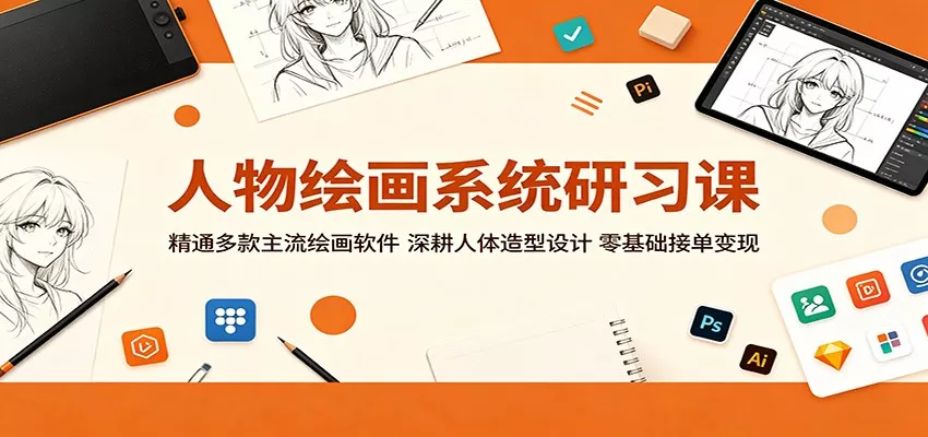 人物绘画系统研习课：精通多款主流绘画软件，深耕人体造型设计，零基础接单变现-奇点库