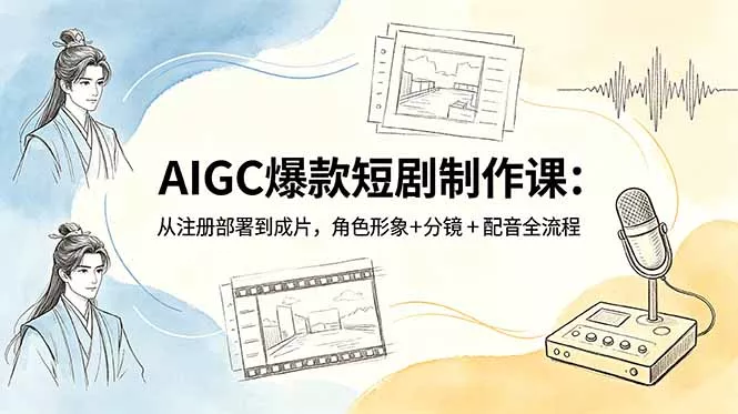 AIGC爆款短剧制作课：从注册部署到成片，角色形象+分镜+配音全流程-奇点库