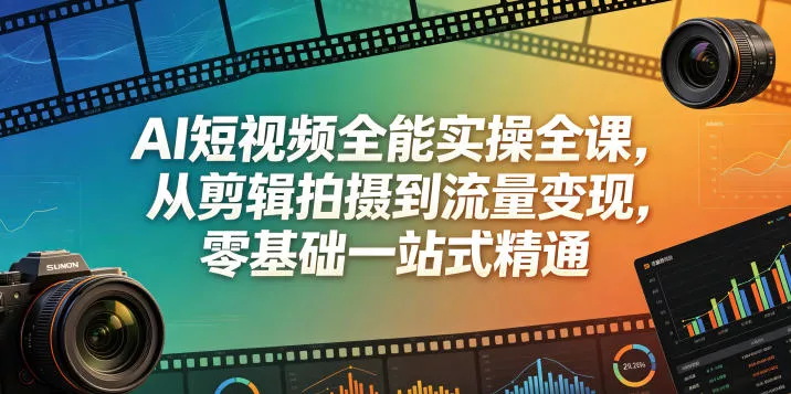 AI短视频全能实操全课，从剪辑拍摄到流量变现，零基础一站式精通-奇点库