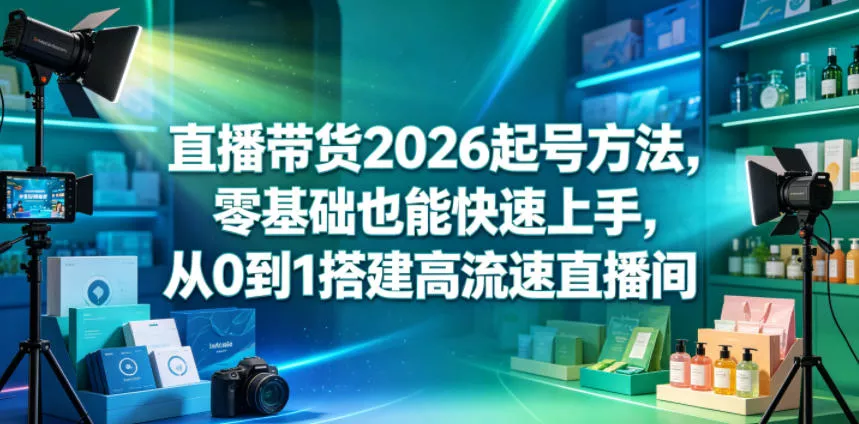 直播带货2026起号方法，零基础也能快速上手，从0到1搭建高流速直播间-奇点库