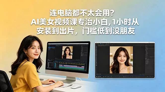 连电脑都不太会用？AI美女视频课专治小白，1小时从安装到出片，门槛低到没朋友-奇点库