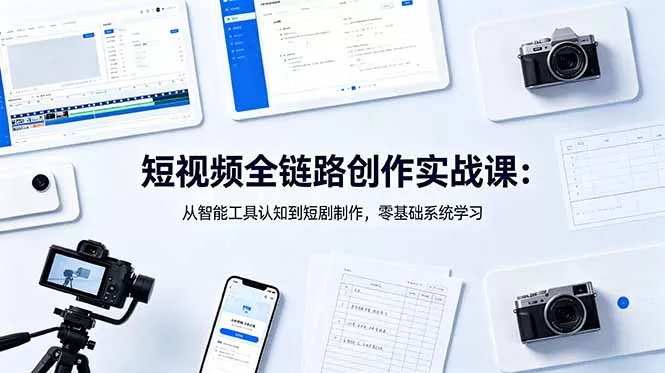 短视频全链路创作实战课：从智能工具认知到短剧制作，零基础系统学习-奇点库