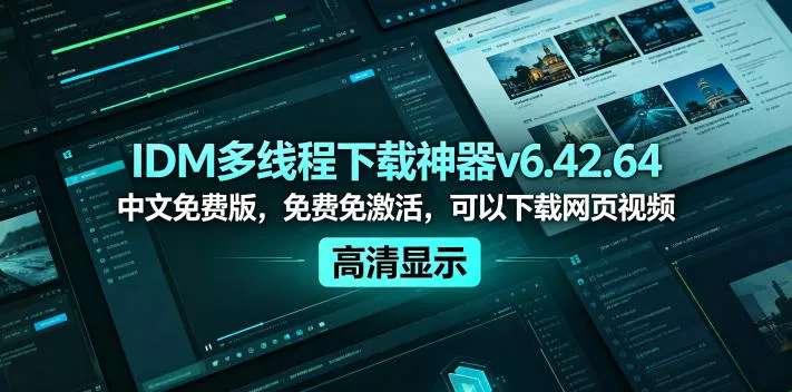 IDM多线程下载神器v6.42.64中文免费版，免费免激活，可以下载网页视频(例如飞书文档内的视频)-奇点库