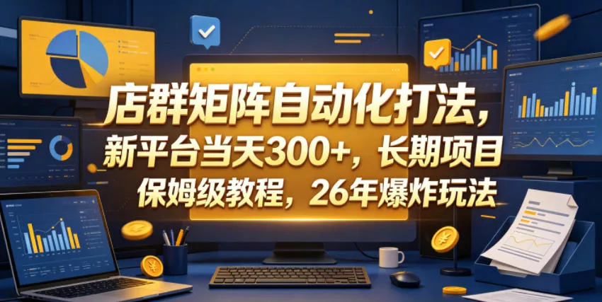 店群矩阵自动化打法，新平台当天300+，长期项目，保姆级教程，26年爆炸玩法【揭秘】-奇点库