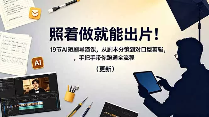 照着做就能出片！19节AI短剧导演课，从剧本分镜到对口型剪辑，手把手带你跑通全流程(更新-奇点库