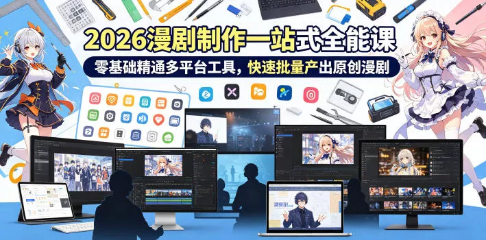 2026 AI漫剧制作一站式全能课，零基础精通多平台工具，快速批量产出原创漫剧-奇点库