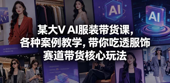 某大V AI服装带货课，各种案例教学，带你吃透服饰赛道带货核心玩法-奇点库