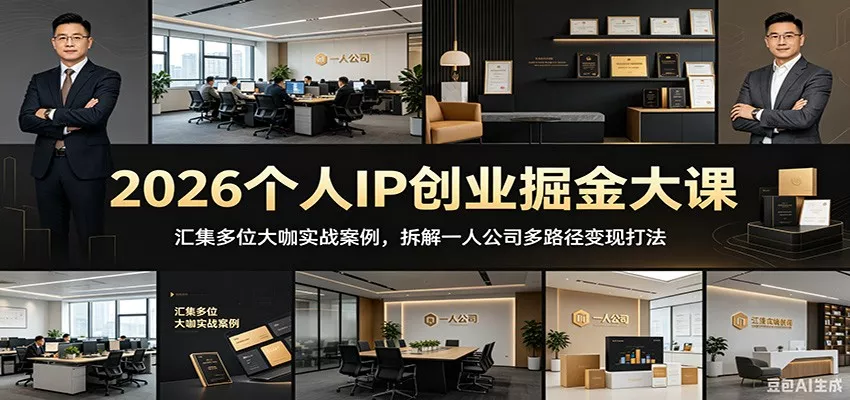 2026个人IP创业掘金大课：汇集多位大咖实战案例，拆解一人公司多路径变现打法-奇点库