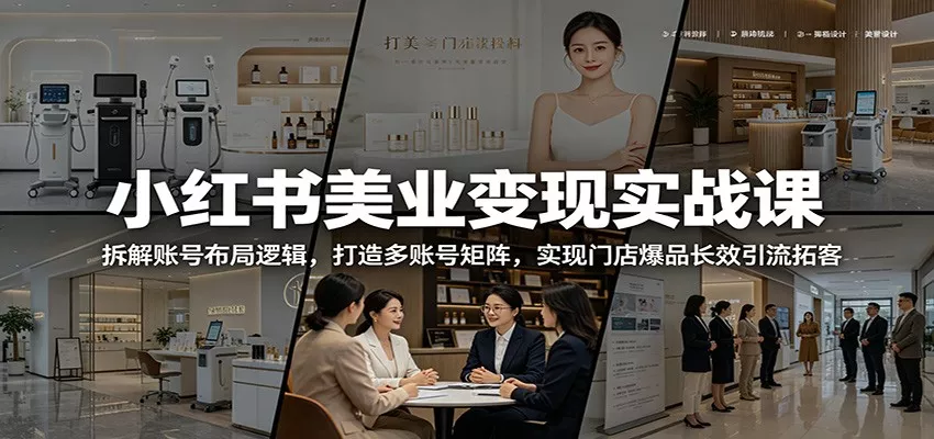 小红书美业变现实战课：拆解账号布局逻辑，打造多账号矩阵，实现门店爆品长效引流拓客-奇点库