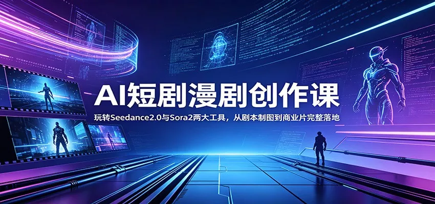 AI短剧漫剧创作课：玩转Seedance2.0与 Sora2两大工具，从剧本制图到商业片完整落地-奇点库