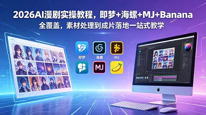 2026AI漫剧实操教程，即梦+海螺+MJ+Banana全覆盖，素材处理到成片落地一站式教学-奇点库