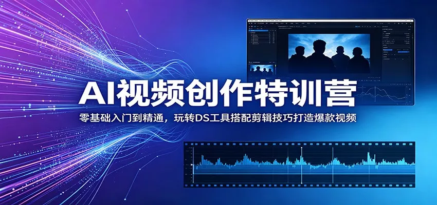 AI视频创作特训营：零基础入门到精通，玩转DS工具搭配剪辑技巧打造爆款视频-奇点库