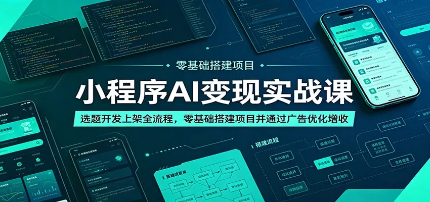小程序AI变现实战课：选题开发上架全流程，零基础搭建项目并通过广告优化增收-奇点库