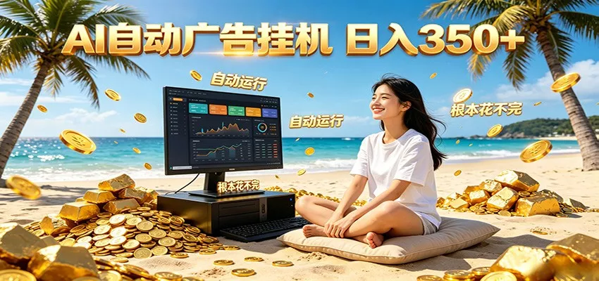 AI自动广告挂机 日入350+ 真正做到躺赚式变现，根本花不完！-奇点库