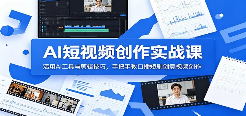 AI短视频创作实战课：活用AI工具与剪辑技巧，手把手教口播短剧创意视频创作-奇点库