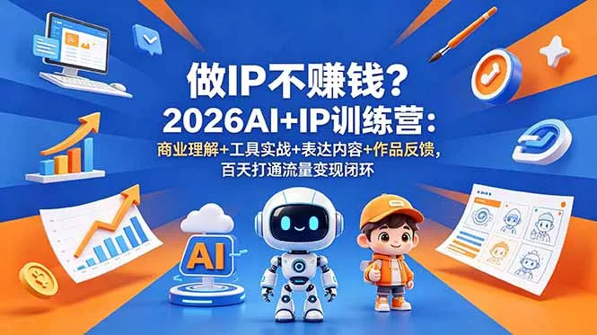 做IP不赚钱？2026AI+IP训练营：商业理解+工具实战+表达内容+作品反馈，百天打通流量变现闭环-奇点库
