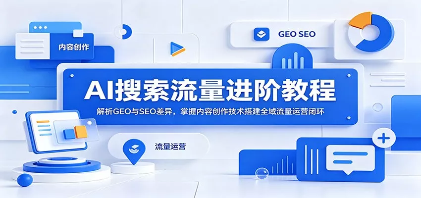 AI搜索流量进阶教程：解析GEO与SEO差异，掌握内容创作技术搭建全域流量运营闭环-奇点库