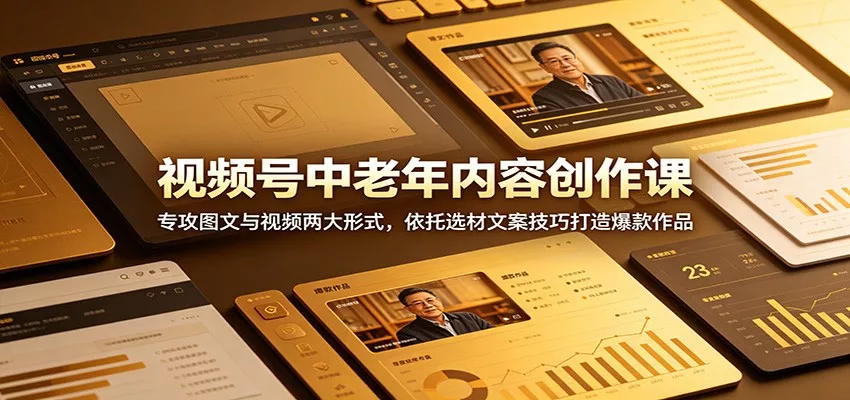 视频号中老年内容创作课：专攻图文与视频两大形式，依托选材文案技巧打造爆款作品-奇点库