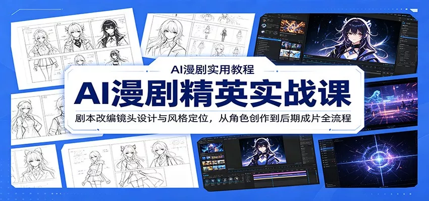AI漫剧精英实战课：剧本改编镜头设计与风格定位，从角色创作到后期成片全流程-奇点库