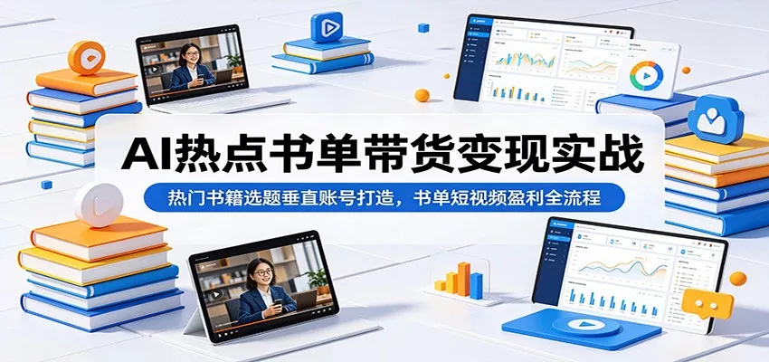 AI热点书单带货变现实战：热门书籍选题垂直账号打造，书单短视频盈利全流程-奇点库