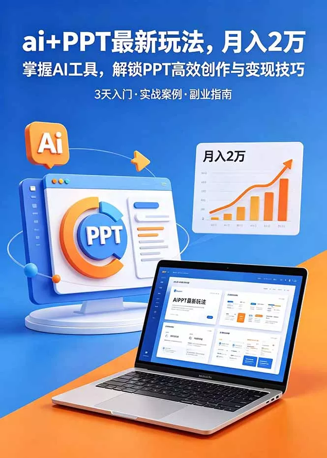 ai+PPT最新玩法，月入2万掌握AI工具，解锁PPT高效创作与变现技巧3天入门，实战案例·副业指南-奇点库