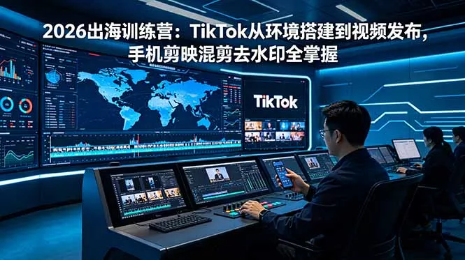 2026出海训练营：TikTok从环境搭建到视频发布，手机剪映混剪去水印全掌握-奇点库