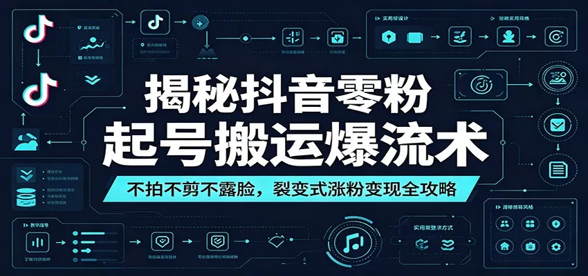 揭秘抖音零粉起号搬运爆流术：不拍不剪不露脸，裂变式涨粉变现全攻略-奇点库