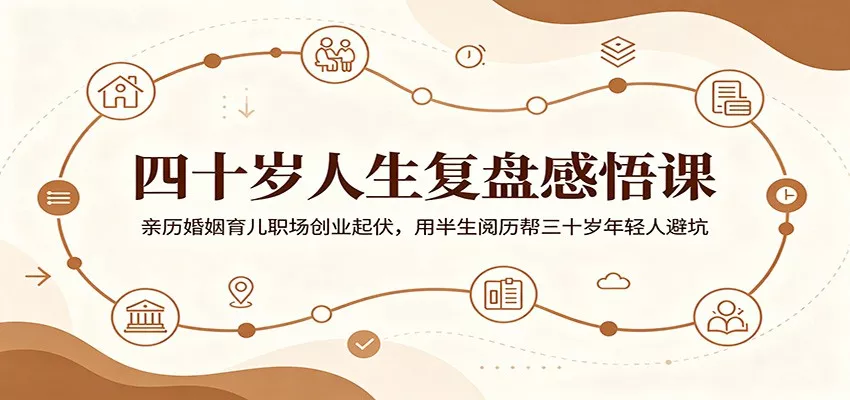四十岁人生复盘感悟课：亲历婚姻育儿职场创业起伏，用半生阅历帮三十岁年轻人避坑-奇点库