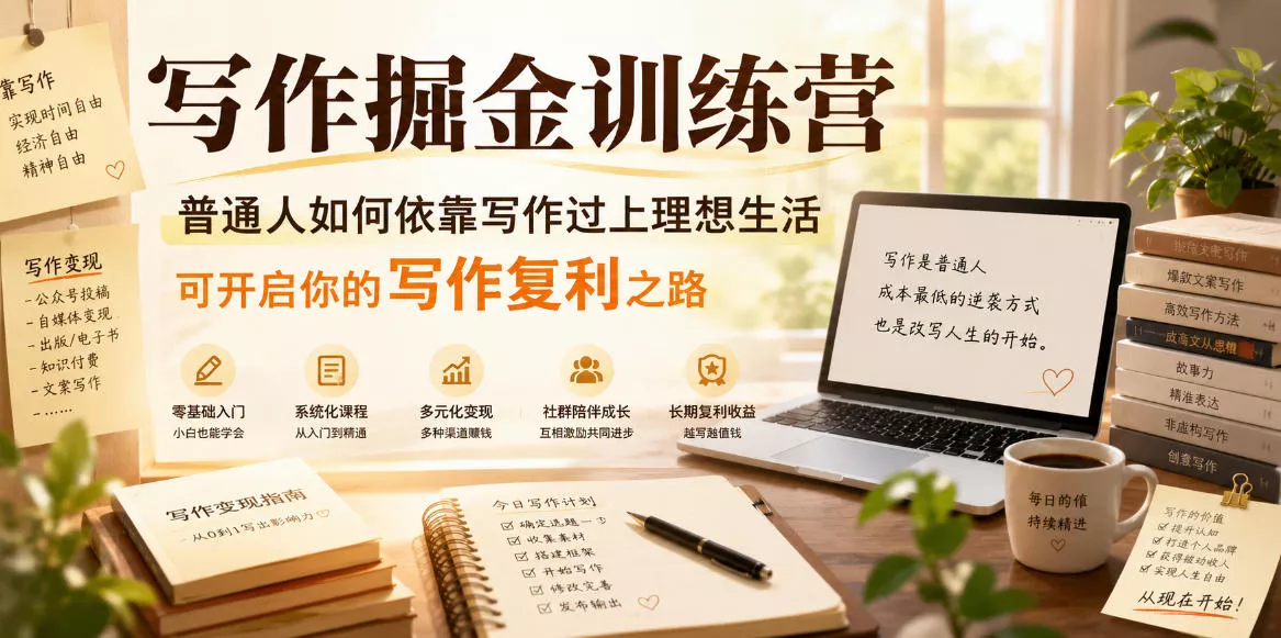 写作掘金训练营，普通人如何依靠写作过上理想生活，可开启你的写作复利之路(更新6月)-奇点库