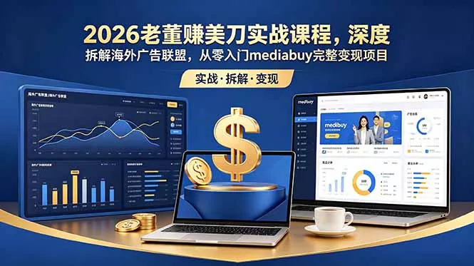 2026老董赚美刀实战课程，深度拆解海外广告联盟，从零入门mediabuy完整变现项目-奇点库