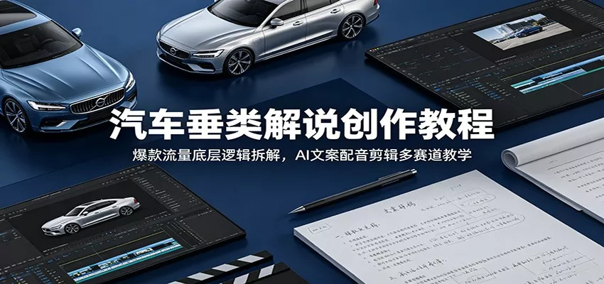 汽车垂类解说创作教程：爆款流量底层逻辑拆解，AI文案配音剪辑多赛道教学-奇点库