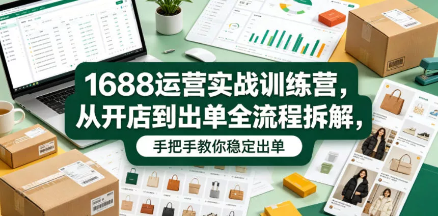 1688运营实战训练营，从开店到出单全流程拆解，手把手教你稳定出单(更新0620)-奇点库