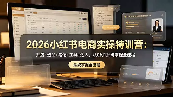 2026小红书电商实操特训营：开店+选品+笔记+工具+达人，从0到1系统掌握全流程-奇点库