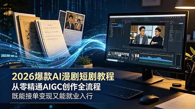 2026 爆款 AI 漫剧短剧教程 从零精通 AIGC 创作全流程 既能接单变现又能就业入行-奇点库
