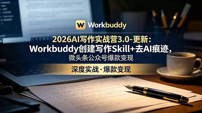 2026AI写作实战营3.0-更新：Workbuddy创建写作Skill+去AI痕迹，微头条公众号爆款变现-奇点库