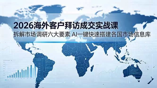 2026海外客户拜访成交实战课：拆解市场调研六大要素，AI一键快速搭建各国市场信息库-奇点库