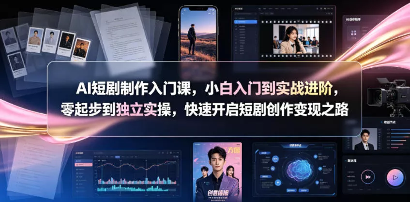 AI短剧制作入门课，小白入门到实战进阶，零起步到独立实操，快速开启短剧创作变现之路-奇点库