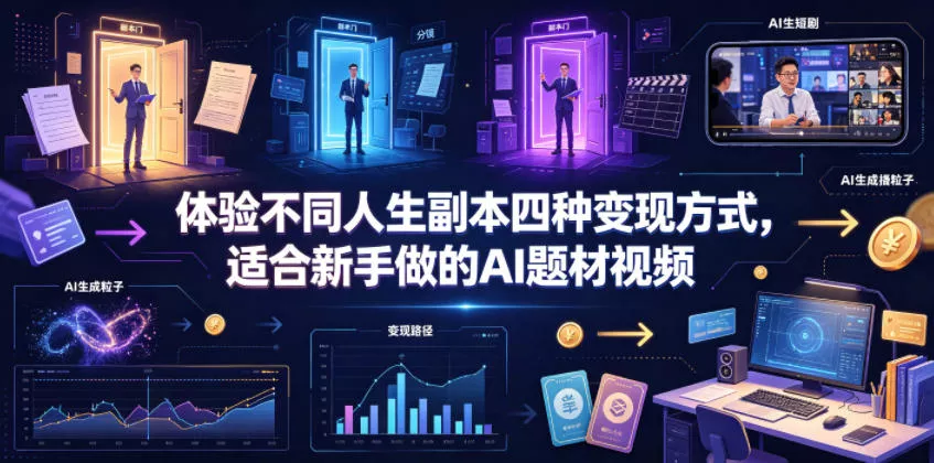 体验不同人生副本四种变现方式，适合新手做的AI题材视频-奇点库