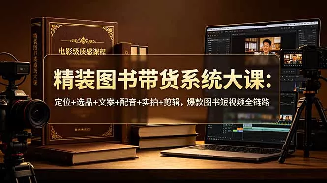 精装图书带货系统大课：定位+选品+文案+配音+实拍+剪辑，爆款图书短视频全链路-奇点库