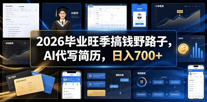 2026毕业旺季搞钱野路子，AI代写简历，日入700+【揭秘】-奇点库