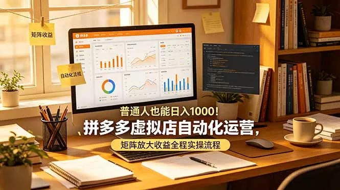 普通人也能日入 1000！拼多多虚拟店自动化运营，矩阵放大收益全程实操流程-奇点库