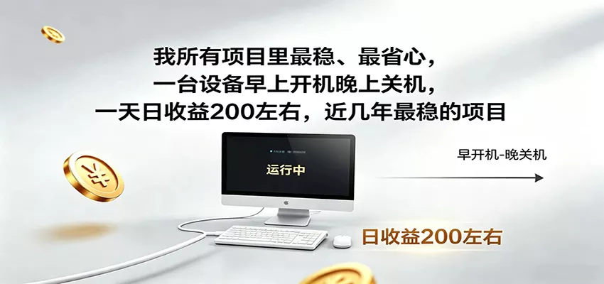 近年最稳挂机副业，一台设备轻松增收，早开晚关，电脑挂机每日稳定收益200+-奇点库