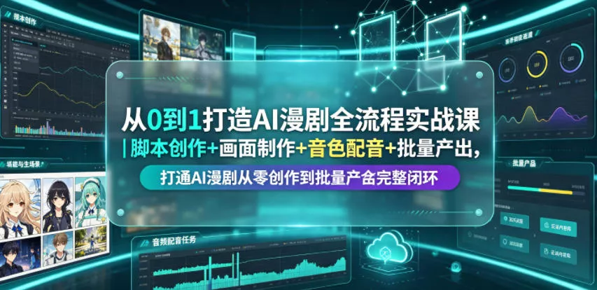 从0到1打造AI漫剧全流程实战课｜脚本创作+画面制作+音色配音+批量产出，打通AI漫剧从零创作到批量量产完整闭环-奇点库