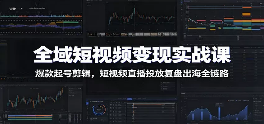 全域短视频变现实战课：爆款起号剪辑，短视频直播投放复盘出海全链路-奇点库